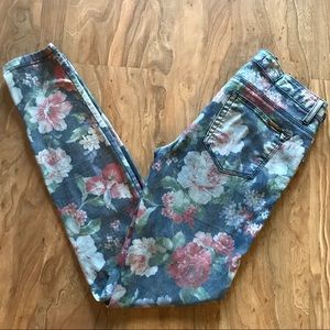 Zara Floral Print Skinny Jeans, Size 24